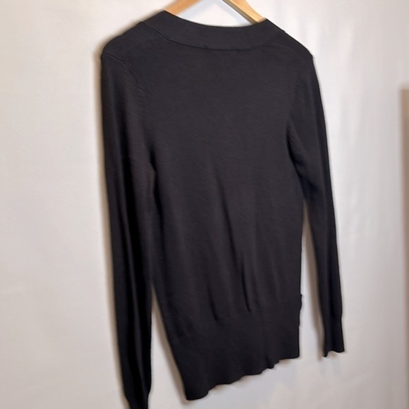 Apostrophe Sweater Cardigan Knit Front Buttons Pockets Black XS Preppy Stretchy - Picture 8 of 9